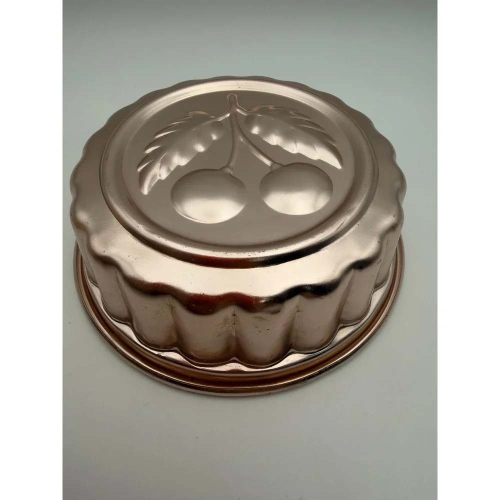 Vintage Copper Aluminum Jello Mold Set Pineapple Cherry Acorn Scalloped 3pc